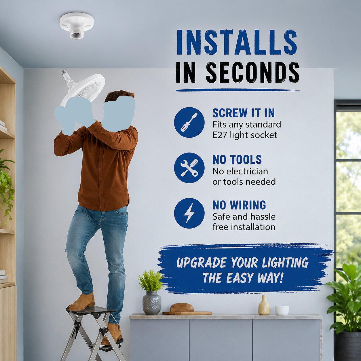 Turn Any Light Socket Into a Ceiling Fan — No Wiring, No Electrician  $25.99
