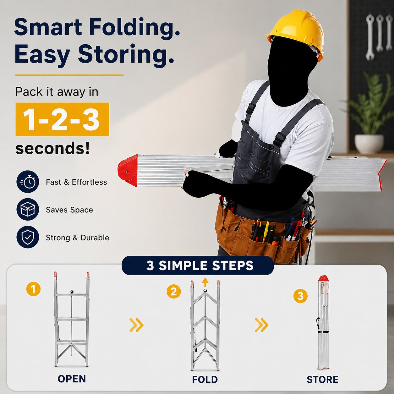 A Sturdy Ladder That Folds Flat and Fits in a Closet $84.99