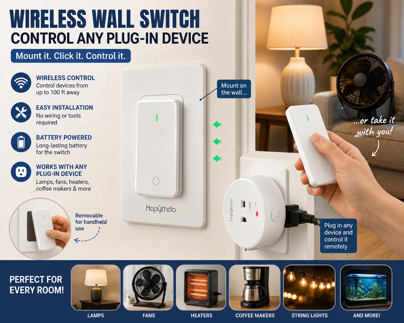 Control Sukkah Lights with a Wall‑Style Remote Outlet Switch — $16.99