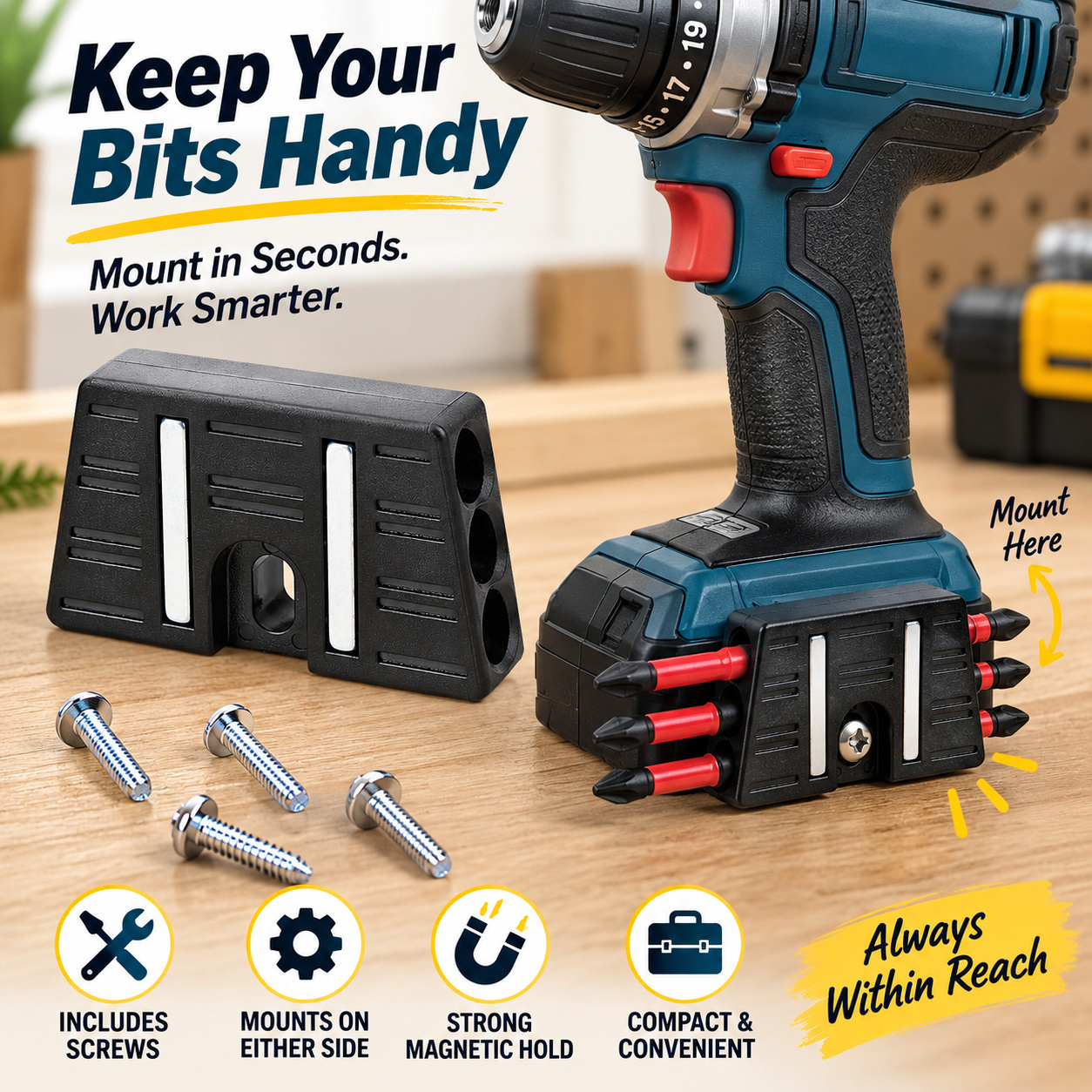 Stop Hunting for Bits — Mount a Magnetic Holder to Keep Your Most-Used Drill Bits Secure and Within Reach — $7.99